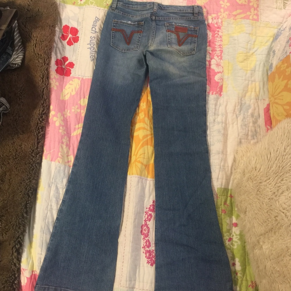 Women’s Blue Bootcut Jeans - Classic Mid Wash - Picture 2 of 3